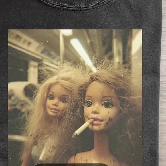 Tops - NEW ! Subway Barbies Black Graphic T-Shirt with Doll Print